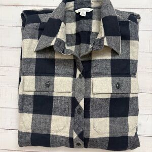 LL Bean Signature Ladies’ Chamois Cloth Shirt Women’s Size S Blue 100% Cotton